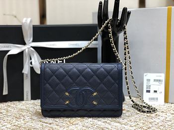 CHANEL CC FILIGREE WOC DARK BLUE A84451 SIZE 19.5 x 12 x 3.5 CM