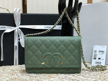 CHANEL CC FILIGREE WOC TEA GREEN A84451 SIZE 19.5 x 12 x 3.5 CM