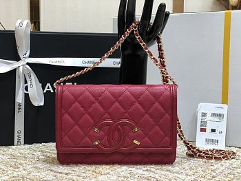 CHANEL CC FILIGREE WOC OPYUM RED A84451 SIZE 19.5 x 12 x 3.5 CM