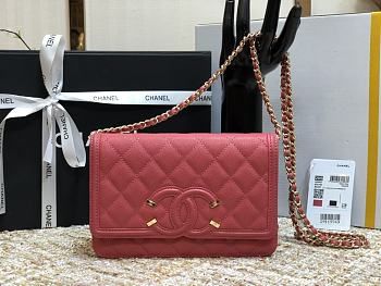 CHANEL CC FILIGREE WOC ROSE PINK A84451 SIZE 19.5 x 12 x 3.5 CM