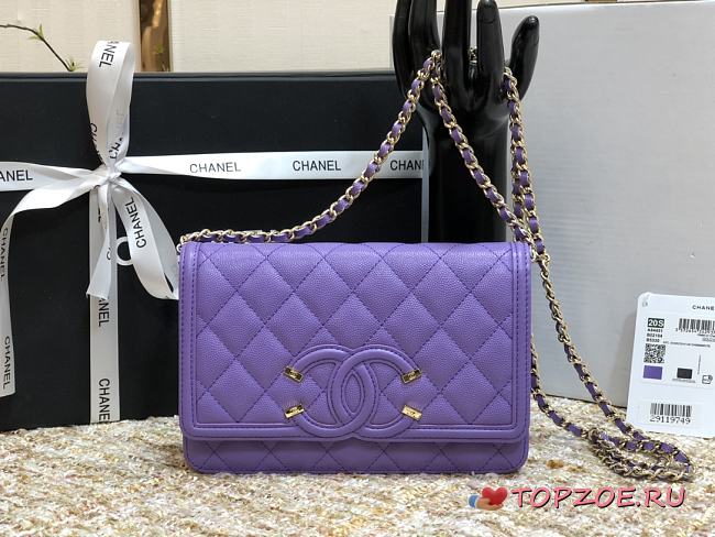 CHANEL CC FILIGREE WOC PURPLE A84451 SIZE 19.5 x 12 x 3.5 CM - 1
