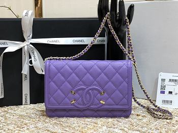 CHANEL CC FILIGREE WOC PURPLE A84451 SIZE 19.5 x 12 x 3.5 CM