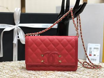 CHANEL CC FILIGREE WOC RED A84451 SIZE 19.5 x 12 x 3.5 CM