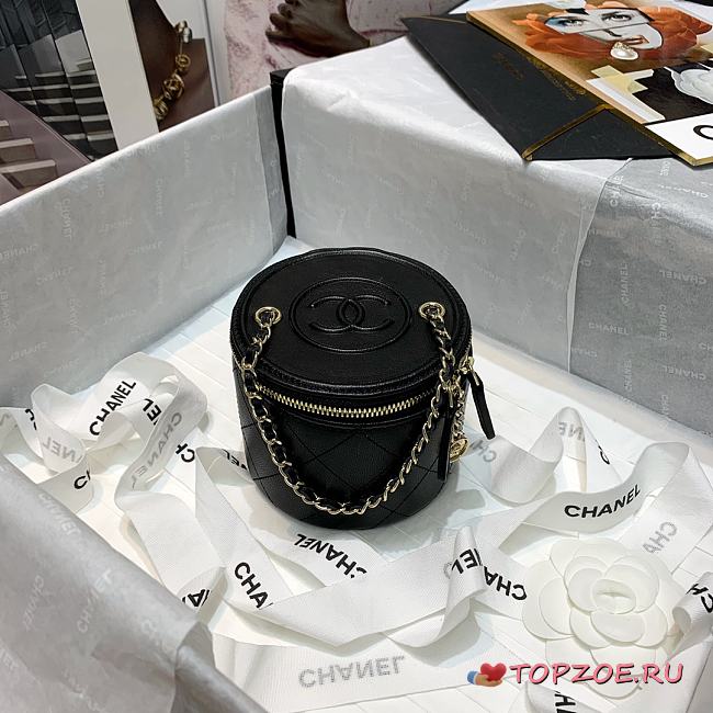 CHANEL SMALL VANITY WITH CHAIN BLACK SIZE 9CM - 1