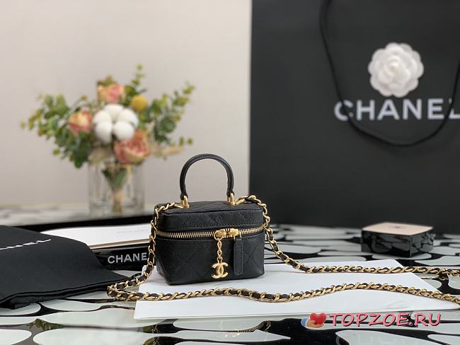 CHANEL SMALL VANITY WITH CHAIN BLACK SIZE 12CM - 1