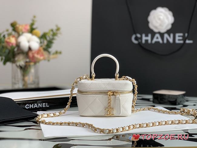 CHANEL SMALL VANITY WITH CHAIN WHITE SIZE 12CM - 1
