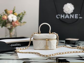 CHANEL SMALL VANITY WITH CHAIN WHITE SIZE 12CM