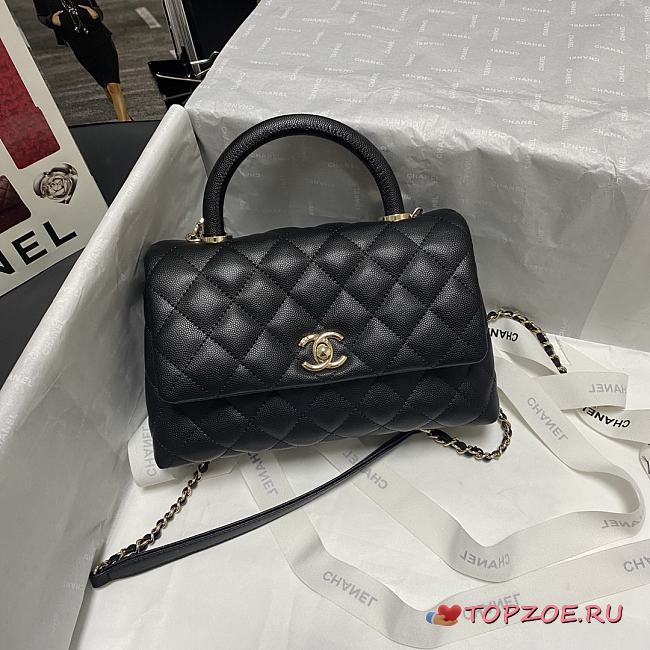 CHANEL FLAP BAG WITH BLACK TOP HANDLE A92990 SIZE 23 CM - 1