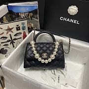 CHANEL FLAP BAG WITH BLACK TOP HANDLE A92990 SIZE 23 CM - 3