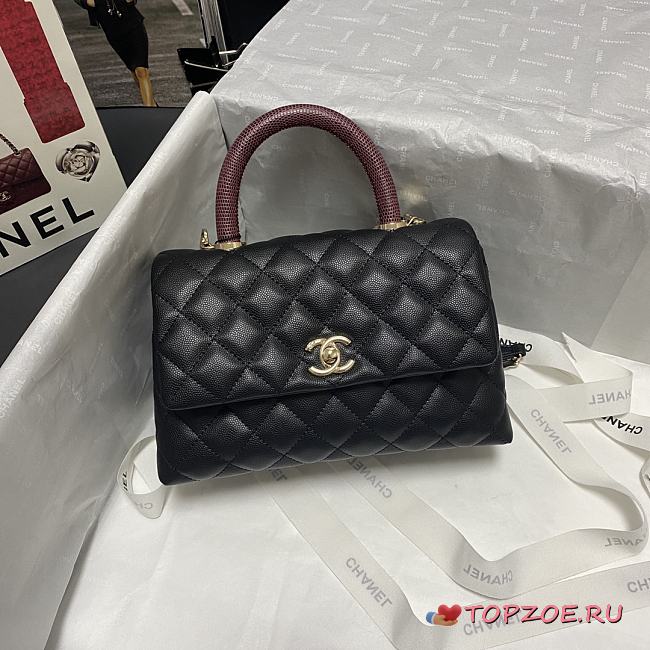 CHANEL FLAP BAG WITH BORDEAUX TOP HANDLE A92990 SIZE 23 CM - 1