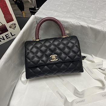 CHANEL FLAP BAG WITH BORDEAUX TOP HANDLE A92990 SIZE 23 CM