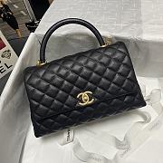 CHANEL FLAP BAG WITH BLACK TOP HANDLE A92991 SIZE 28 CM - 1