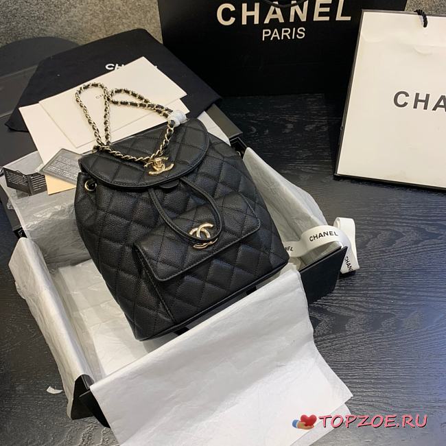 CHANEL BACKPACK BLACK SIZE21.5CM - 1