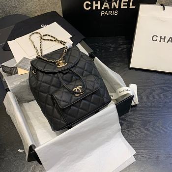 CHANEL BACKPACK BLACK SIZE21.5CM