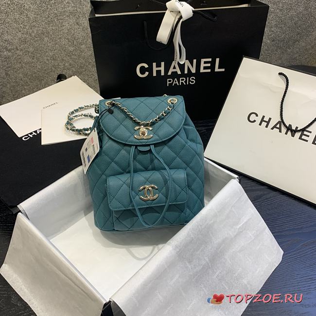 CHANEL BACKPACK BLUE SIZE 21.5CM - 1
