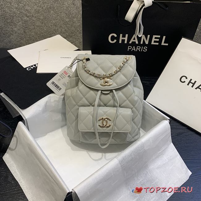 CHANEL BACKPACK GRAY SIZE 21.5CM - 1