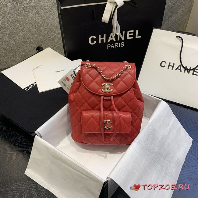 CHANEL BACKPACK RED SIZE 21.5 CM - 1