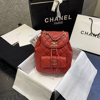 CHANEL BACKPACK RED SIZE 21.5 CM