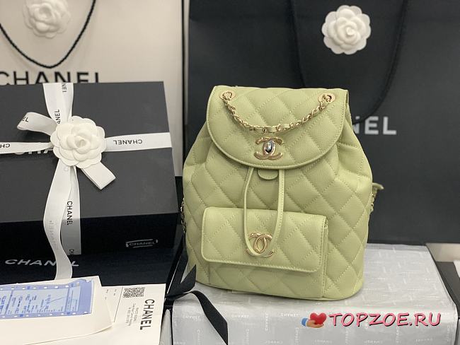 CHANEL BACKPACK TEA GREEN SIZE 21.5CM - 1