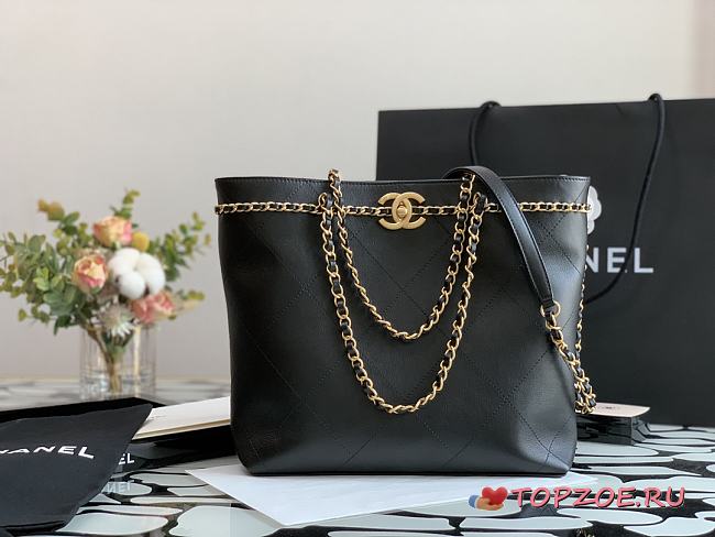 CHANEL SMALL SHOPPING BAG BLACK AS2374 SIZE 24 x 31 x 7 CM - 1