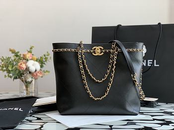 CHANEL SMALL SHOPPING BAG BLACK AS2374 SIZE 24 x 31 x 7 CM