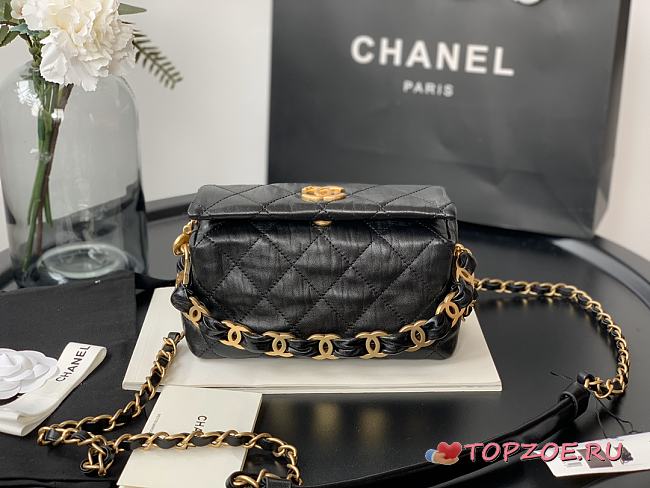 CHANEL SMALL HOBO BAG BLACK AS2479 SIZE 13 x 19 x 7 CM - 1