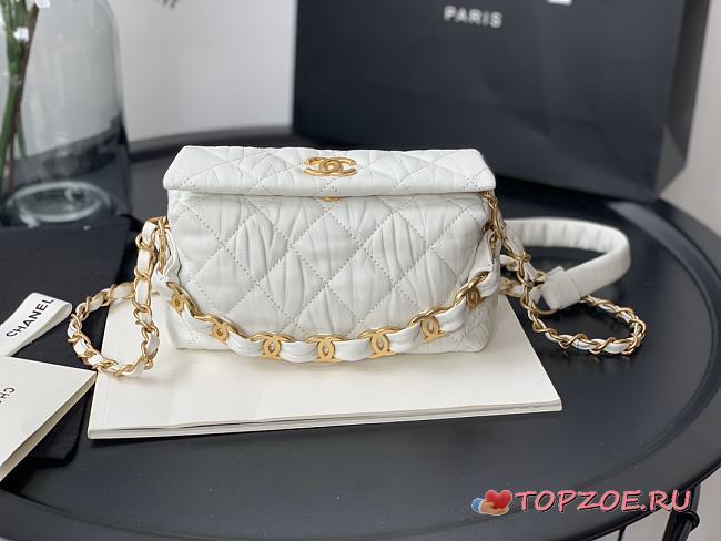 CHANEL SMALL HOBO BAG WHITE AS2479 SIZE 13 x 19 x 7 CM - 1