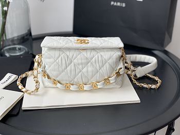 CHANEL SMALL HOBO BAG WHITE AS2479 SIZE 13 x 19 x 7 CM