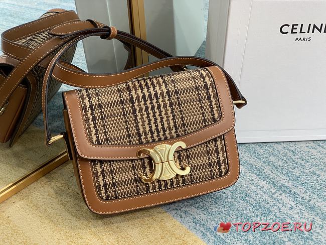 CELINE MEDIUM TRIOMPHE BAG BROWN & TAN 191242 SIZE 22.5 x 16.5 x 7.5 CM - 1