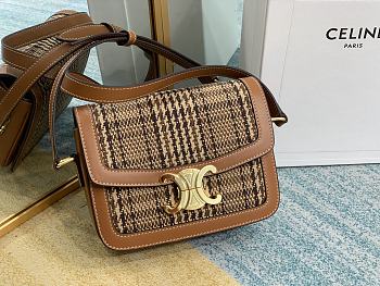 CELINE MEDIUM TRIOMPHE BAG BROWN & TAN 191242 SIZE 22.5 x 16.5 x 7.5 CM