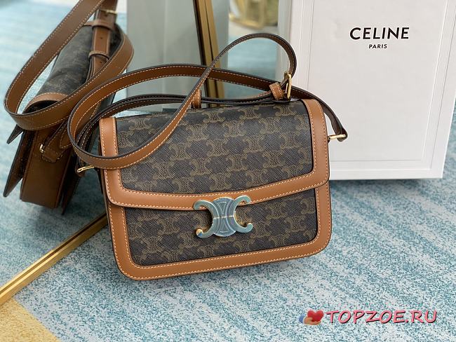 CELINE MEDIUM TRIOMPHE BAG TAN 191242 SIZE 22.5 x 16.5 x 7.5 CM - 1
