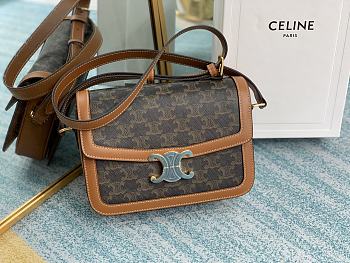 CELINE MEDIUM TRIOMPHE BAG TAN 191242 SIZE 22.5 x 16.5 x 7.5 CM