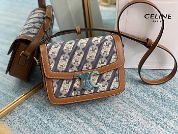 CELINE TEEN TRIOMPHE BAG NAVY & TAN 188882 SIZE 18.5 x 14 x 6  CM