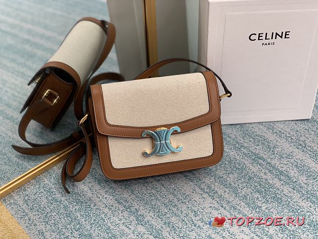 CELINE TEEN TRIOMPHE BAG WHITE & TAN 188882 SIZE 18.5 x 14 x 6 CM - 1