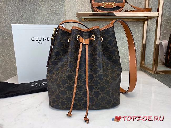 CELINE MEDIUM DRAWSTRING BAG TAN 191392 SIZE 24 x 27 x 19 CM - 1