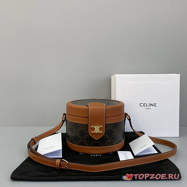 CELINE MEDIUM TAMBOUR BAG TRIOMPHE CANVAS 195192 SIZE 17 X 12 X 17 CM - 1