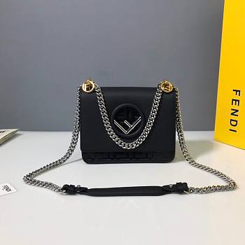 FENDI KAN I F SMALL BLACK 8BT286 SIZE 19 x 16 x 9 CM