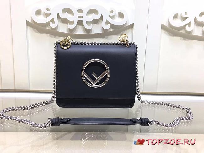 FENDI KAN I F SMALL NAVY BLUE 8BT286 SIZE 19 x 16 x 9 CM - 1