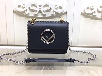 FENDI KAN I F SMALL NAVY BLUE 8BT286 SIZE 19 x 16 x 9 CM