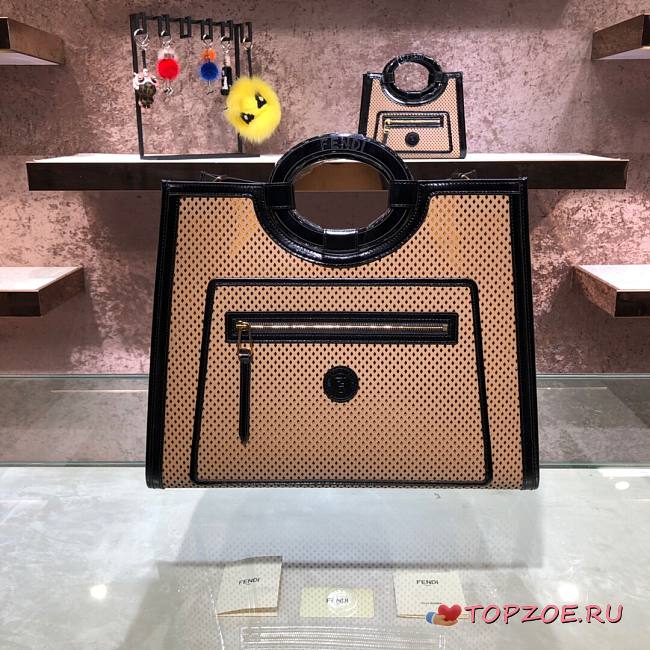 FENDI PERFORATED LEATHER RUNAWAY SHOPPER 8BH351 SIZE 45 CM - 1