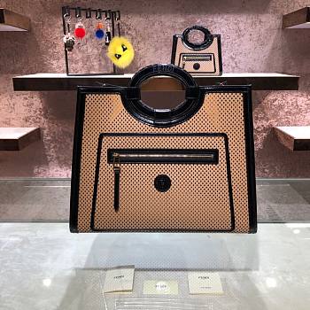 FENDI PERFORATED LEATHER RUNAWAY SHOPPER 8BH351 SIZE 45 CM