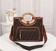 FENDI SMALL RUNAWAY SHOPPER FF BROWN LEATHER 8BH353 SIZE 28 CM - 1