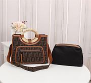 FENDI SMALL RUNAWAY SHOPPER FF BROWN LEATHER 8BH353 SIZE 28 CM - 6