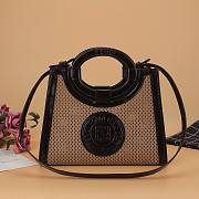 FENDI SMALL BLACK LOGO LEATHER RUNAWAY SHOPPER 8BH353 SIZE 28 CM - 1