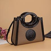 FENDI SMALL BLACK LOGO LEATHER RUNAWAY SHOPPER 8BH353 SIZE 28 CM - 2