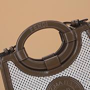 FENDI SMALL BROWN LOGO LEATHER RUNAWAY SHOPPER 8BH353 SIZE 28 CM - 3