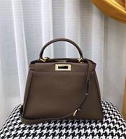 FENDI PEEKABOO ISEEU MEDIUM BROWN GRAIN LEATHER 8BN321 SIZE 33 CM - 1