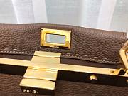 FENDI PEEKABOO ISEEU MINI BROWN GRAIN LEATHER 8BN244 SIZE 23 CM - 4
