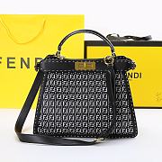 FENDI PEEKABOO ISEEU MEDIUM BLACK BRAIDED LEATHER 8BN321 SIZE 33 CM - 1