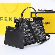 FENDI PEEKABOO ISEEU MEDIUM BLACK BRAIDED LEATHER 8BN321 SIZE 33 CM - 4